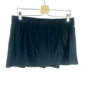 INC Swim Bottom Skirt Skort Women 14 Black One Piece Mini Length Modest Beach